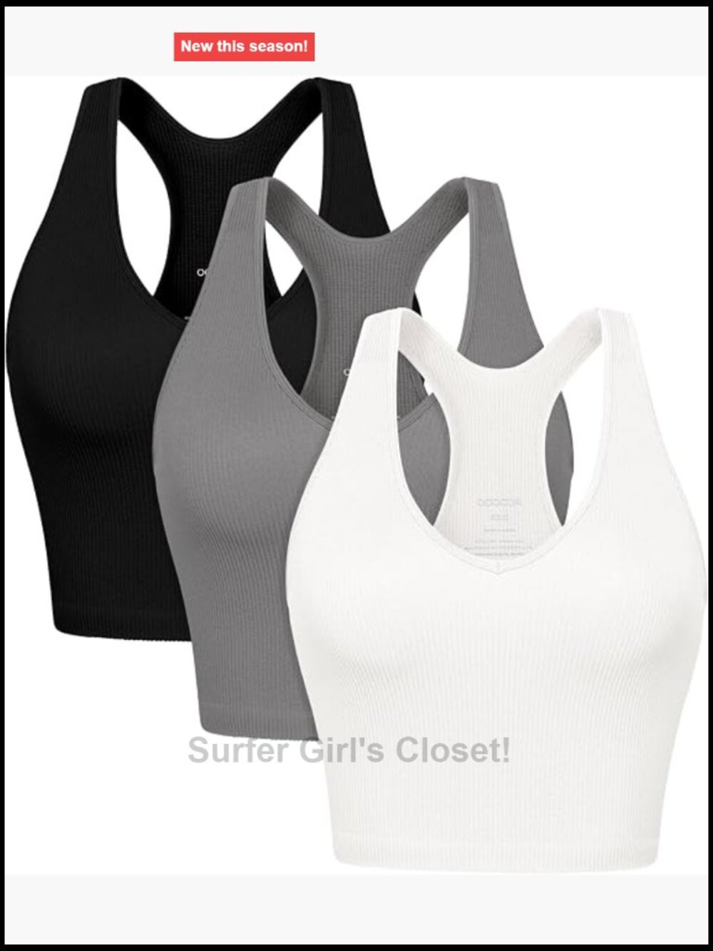3-Pack Seamless Racerback Crop Tank for Women Ribbed Knit Soft Tops